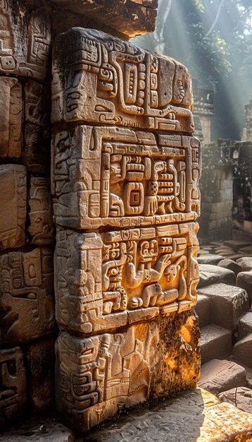 Inca and mayan design sculpted in stones