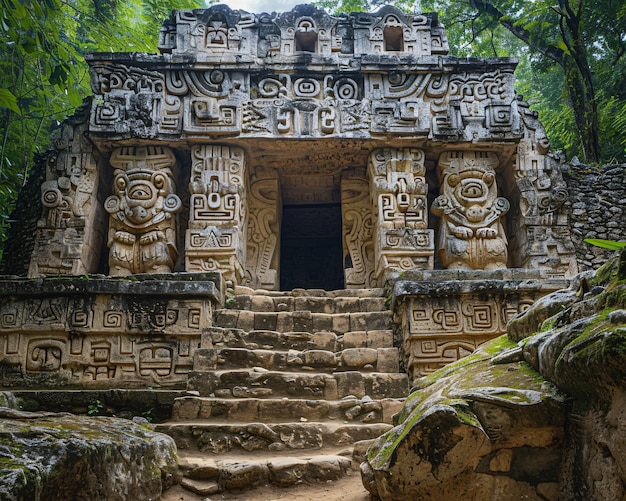 Inca and mayan design sculpted in stones