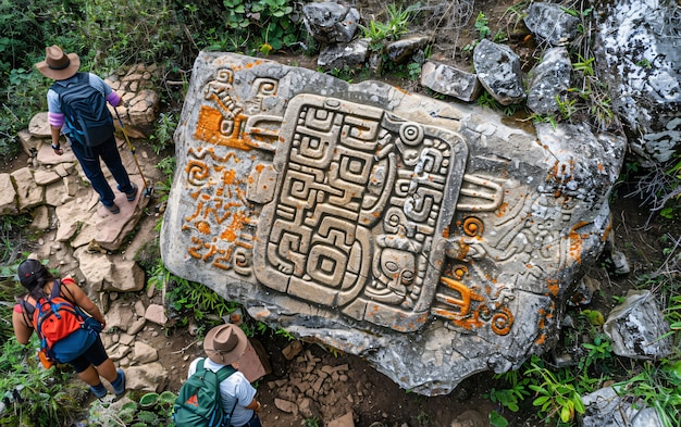 Inca and mayan design sculpted in stones