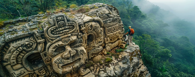 Inca and mayan design sculpted in stones