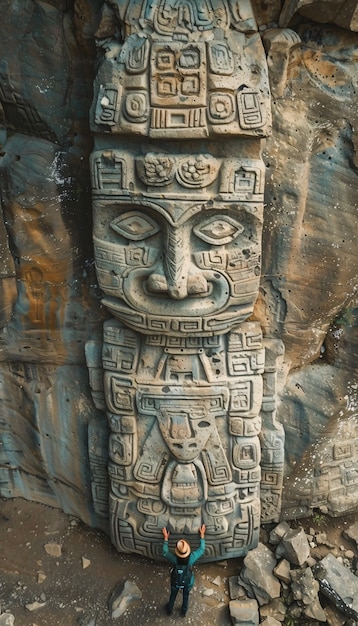 Inca and mayan design sculpted in stones