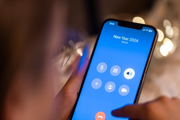Free photo incoming call screen from new year close up