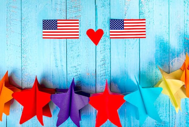 Free photo independence day composition with paper stars