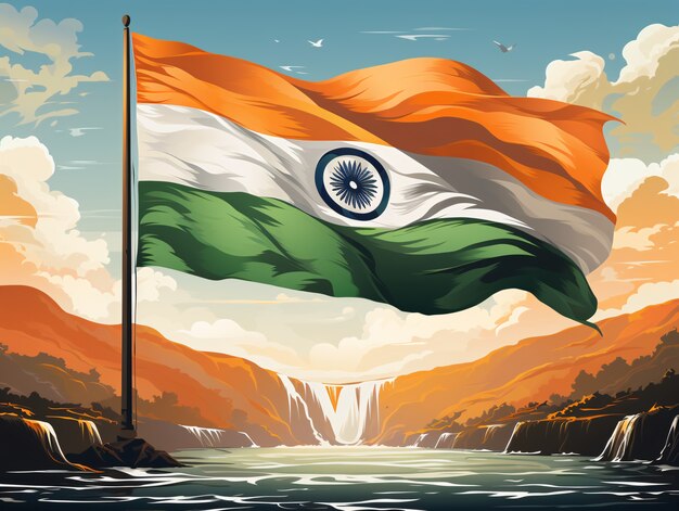 India republic day celebration digital art with flag