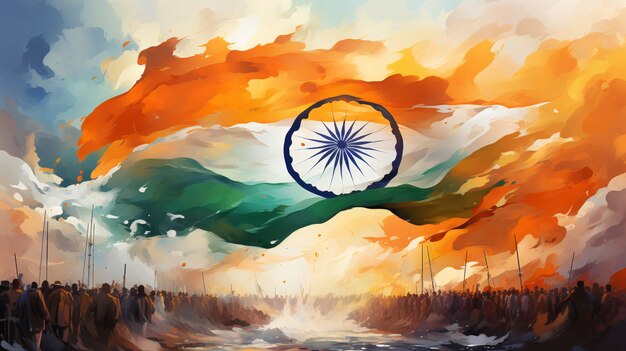 India republic day celebration digital art with flag