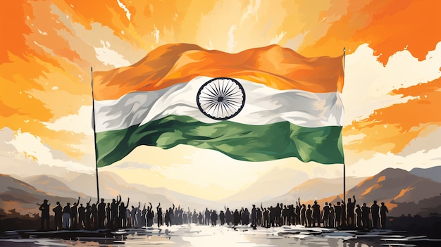 India republic day celebration digital art with flag