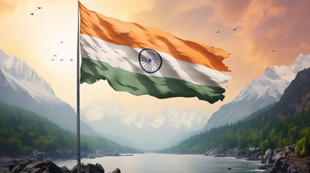 India republic day celebration digital art with flag