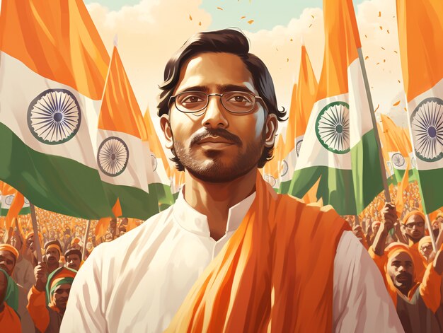 India republic day celebration digital art with man portrait