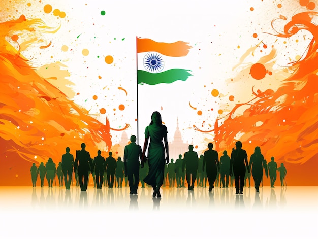 Free Photo india republic day celebration digital art with people