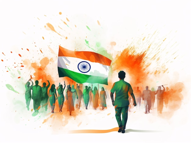 Free Photo india republic day celebration digital art with people