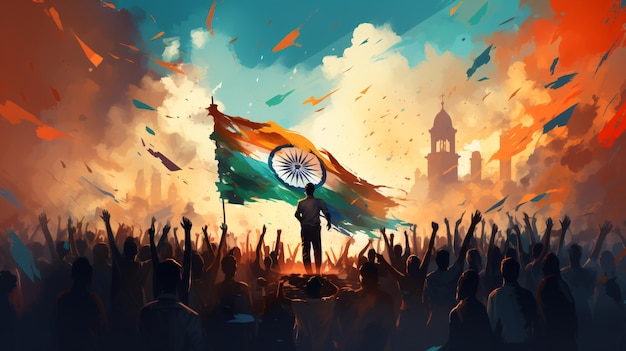 India republic day celebration digital art with people