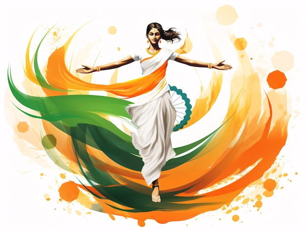 Free photo india republic day celebration digital art with woman portrait