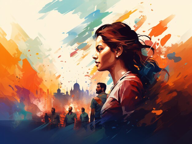 India republic day celebration digital art with woman portrait