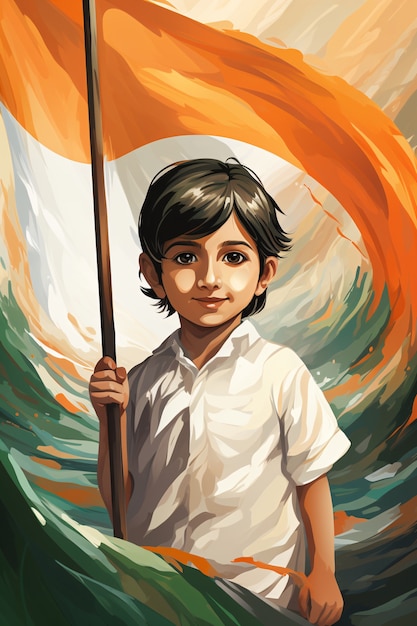 Free Photo india republic day celebration digital art with young boy