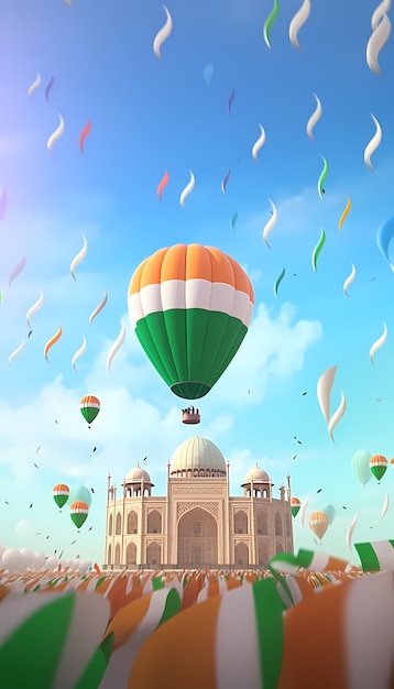 India republic day celebration with 3d balloons