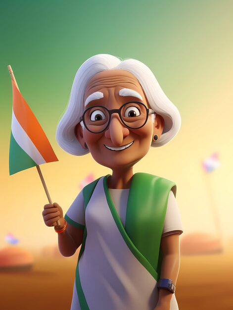 Free Photo india republic day celebration with 3d person and flag