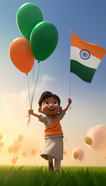 India republic day celebration with 3d person and flag