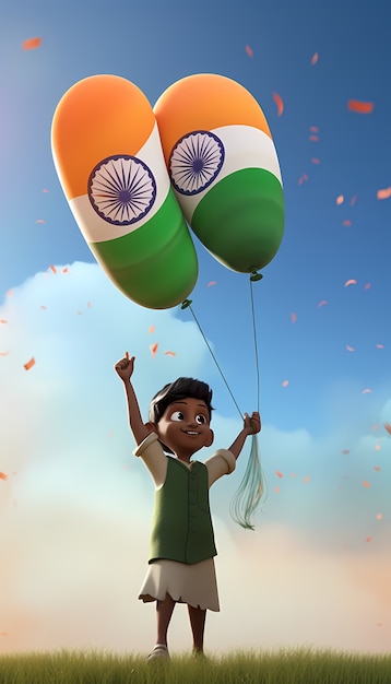 Free Photo india republic day celebration with 3d young boy