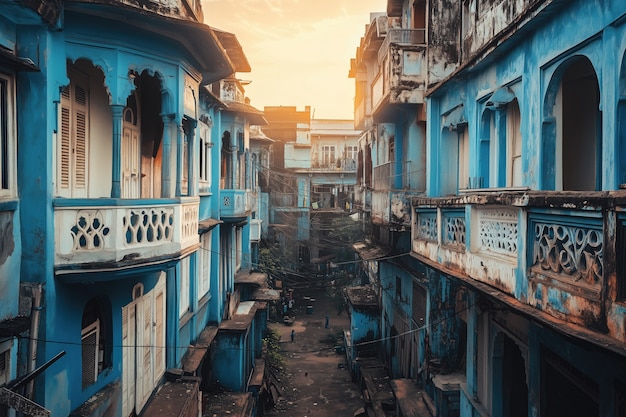 Indian city buildings scene