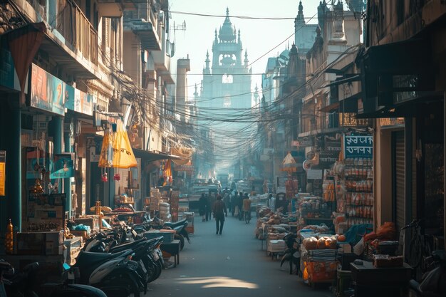 Indian city buildings scene