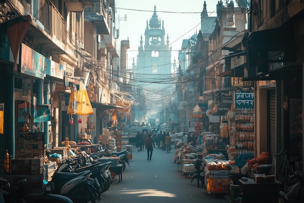 Indian city buildings scene