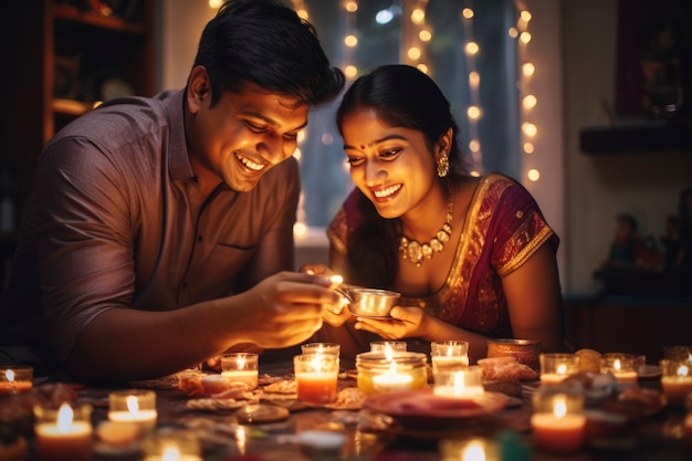 Free photo indian couple celebrating propose day