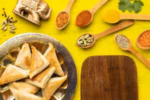 Free photo indian food assortment flat lay