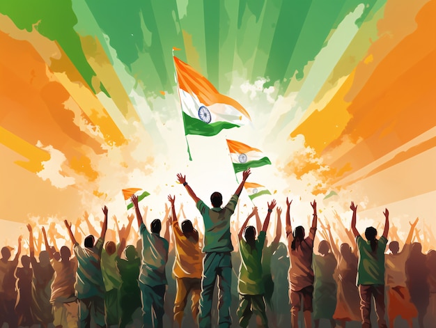 Indian republic day celebration digital art with people