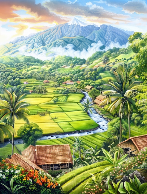 Indonesia landscape in digital art