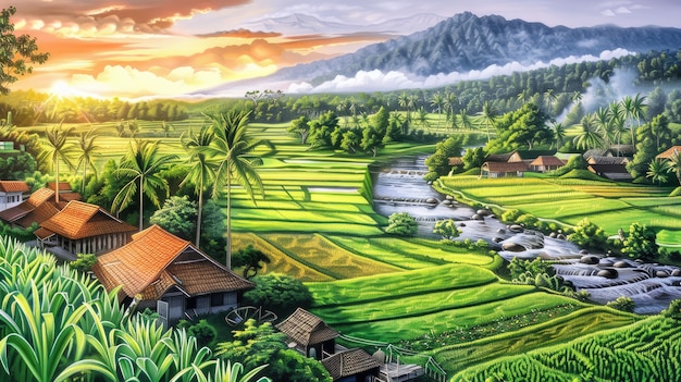 Indonesia landscape in digital art