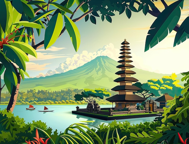 Indonesia landscape in digital art