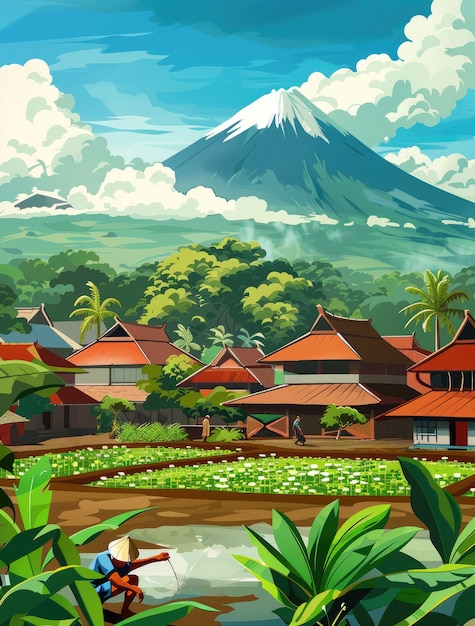 Indonesia landscape in digital art