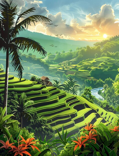 Indonesia landscape in digital art