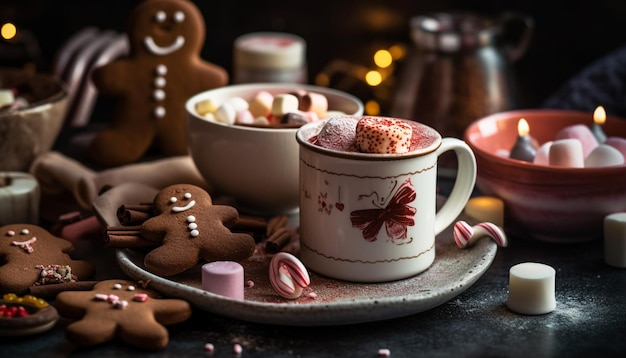 Free photo indulgent hot cocoa warms winter with cheer generated by ai