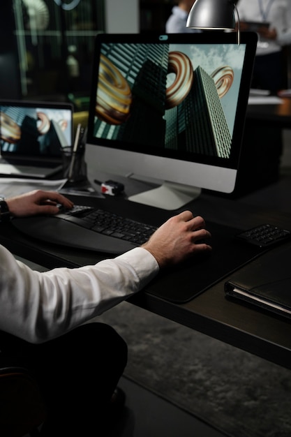 Free photo industrial designer working on computer at office