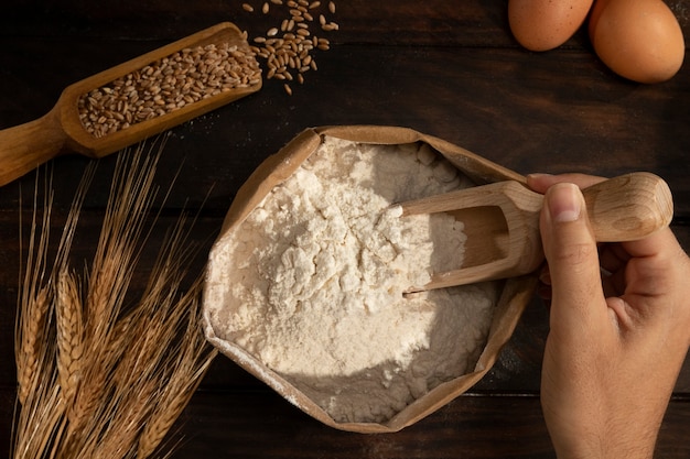 Free photo ingredient bag full of flour