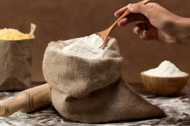 Ingredient bags full of flour