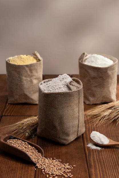 Ingredient bags full of flour