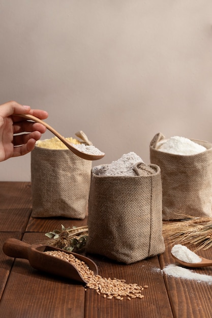 Ingredient bags full of flour