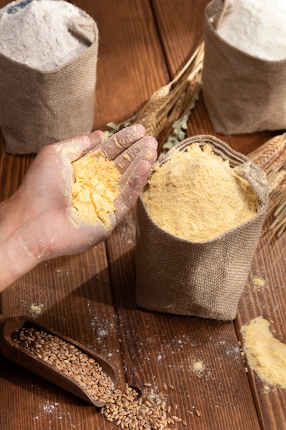 Ingredient bags full of flour