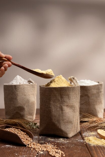 Ingredient bags full of flour