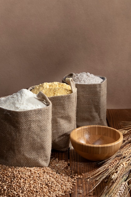 Ingredient bags full of flour