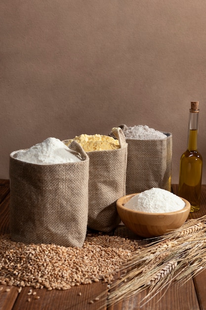 Free photo ingredient bags full of flour