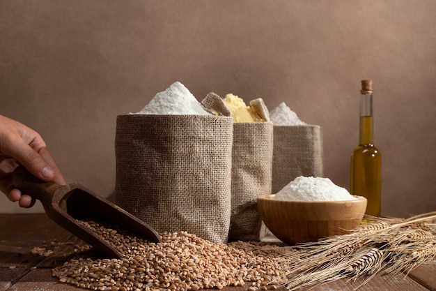 Ingredient bags full of flour