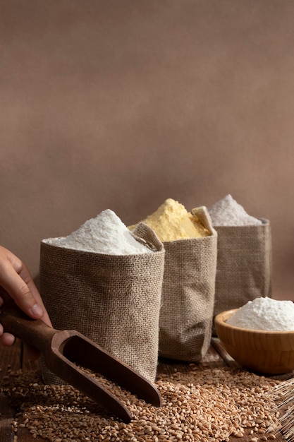 Ingredient bags full of flour