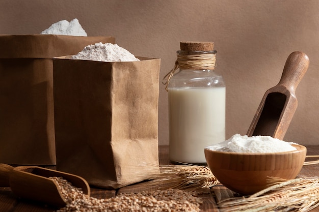 Ingredient bags full of flour