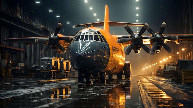 Free photo insane detailed cinematic cargo plane background