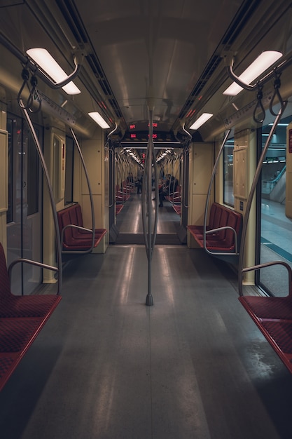 Free photo inside of an empty subway train