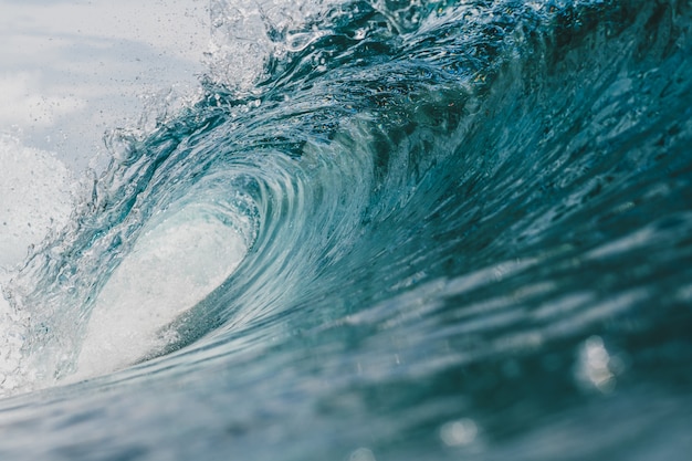 Inside view of the huge breaking wave of the sea in Mentawai islands, Indonesia