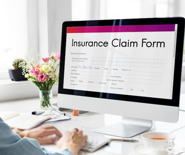 Free photo insurance claim form document application concept